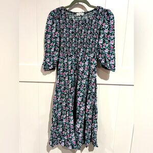 Ten sixty Sherman girls XL Dress black floral flowers purple blue teen sleeves